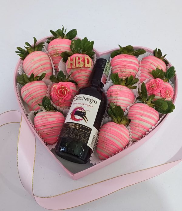 Corazón mediano de fresas con chocolate - Imagen 2